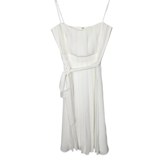 L'agence Short White Mini Dress Belted Pleated Excellent Pre-owned Condition 6 - Picture 1 of 5